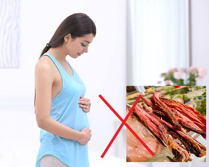 Mẹ bầu không nên sư dụng thịt trâu gác bếp trong 3 tháng đầu của thai kỳ